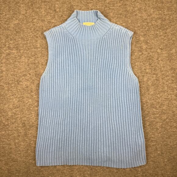 St. John's Bay Tops - Vintage St. John's Bay Ribbed Knit Sleeveless Mock Neck Sweater Top Blue Large
